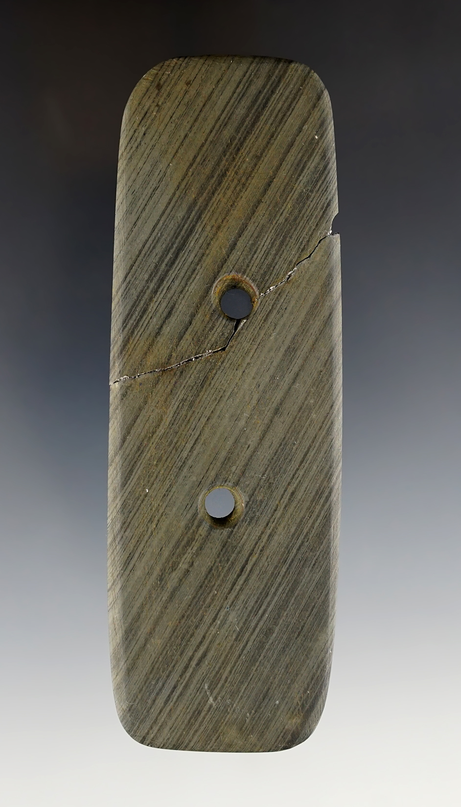 5" Rectangular Gorget. Found in 2 pieces and glued-  West Union area, Adams Co., Ohio.