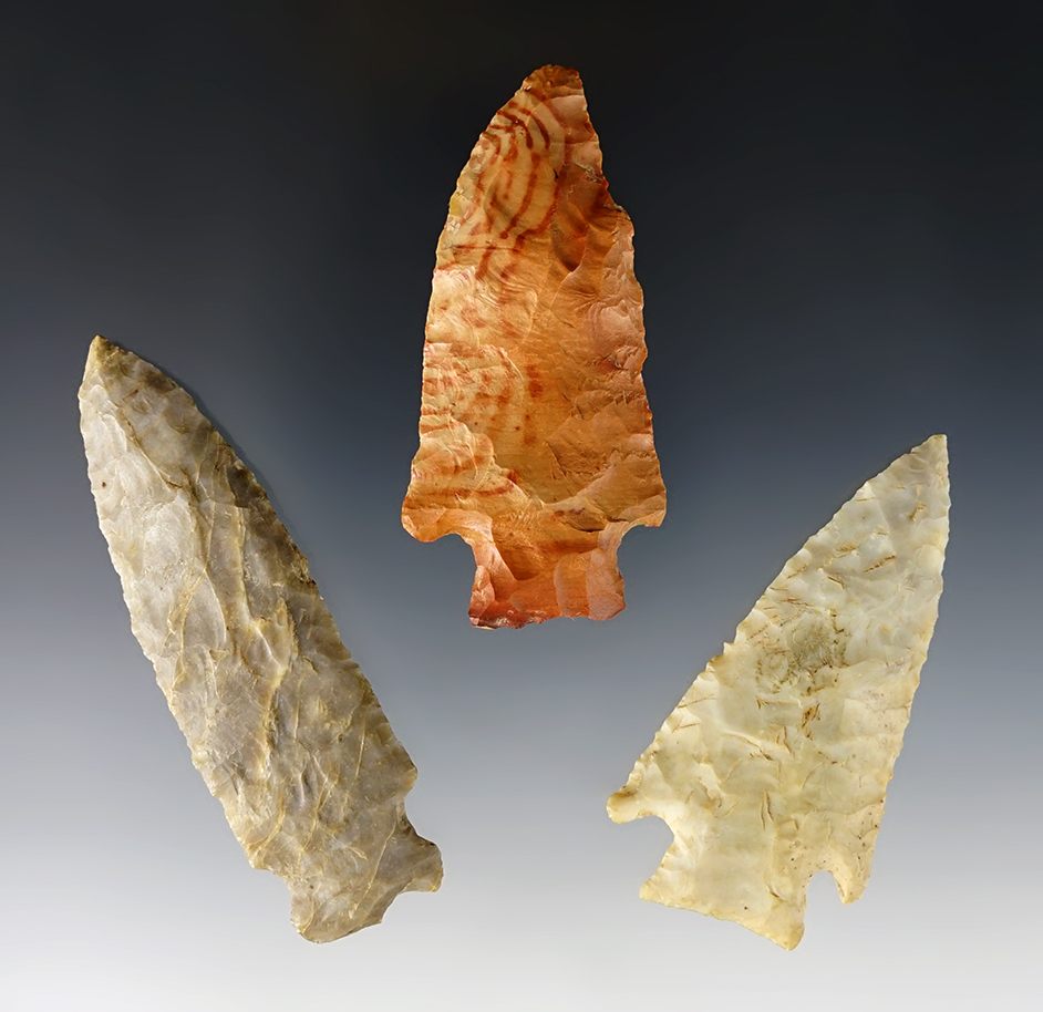 Set of 3 well made points, most from Ohio. The largest is 3".