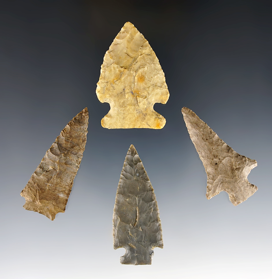 Set of 4 assorted Kentucky points in nice condition. The largest is 2 1/16".