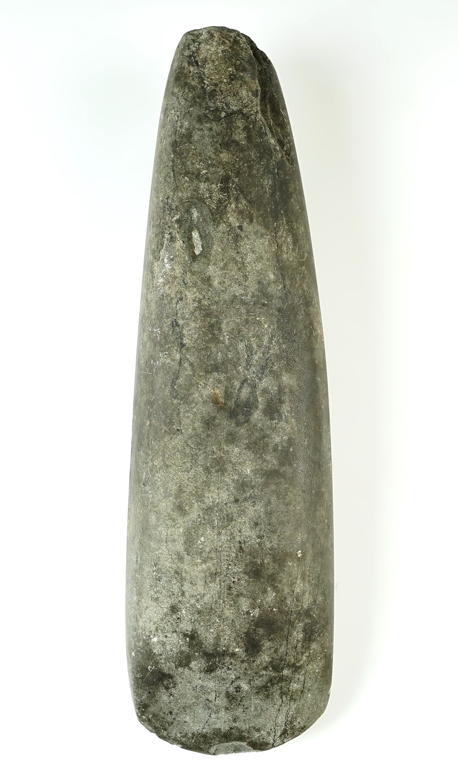 Large and nice 10" Hardstone Celt. Found in Follansbee, Brooke Co., West Virginia.