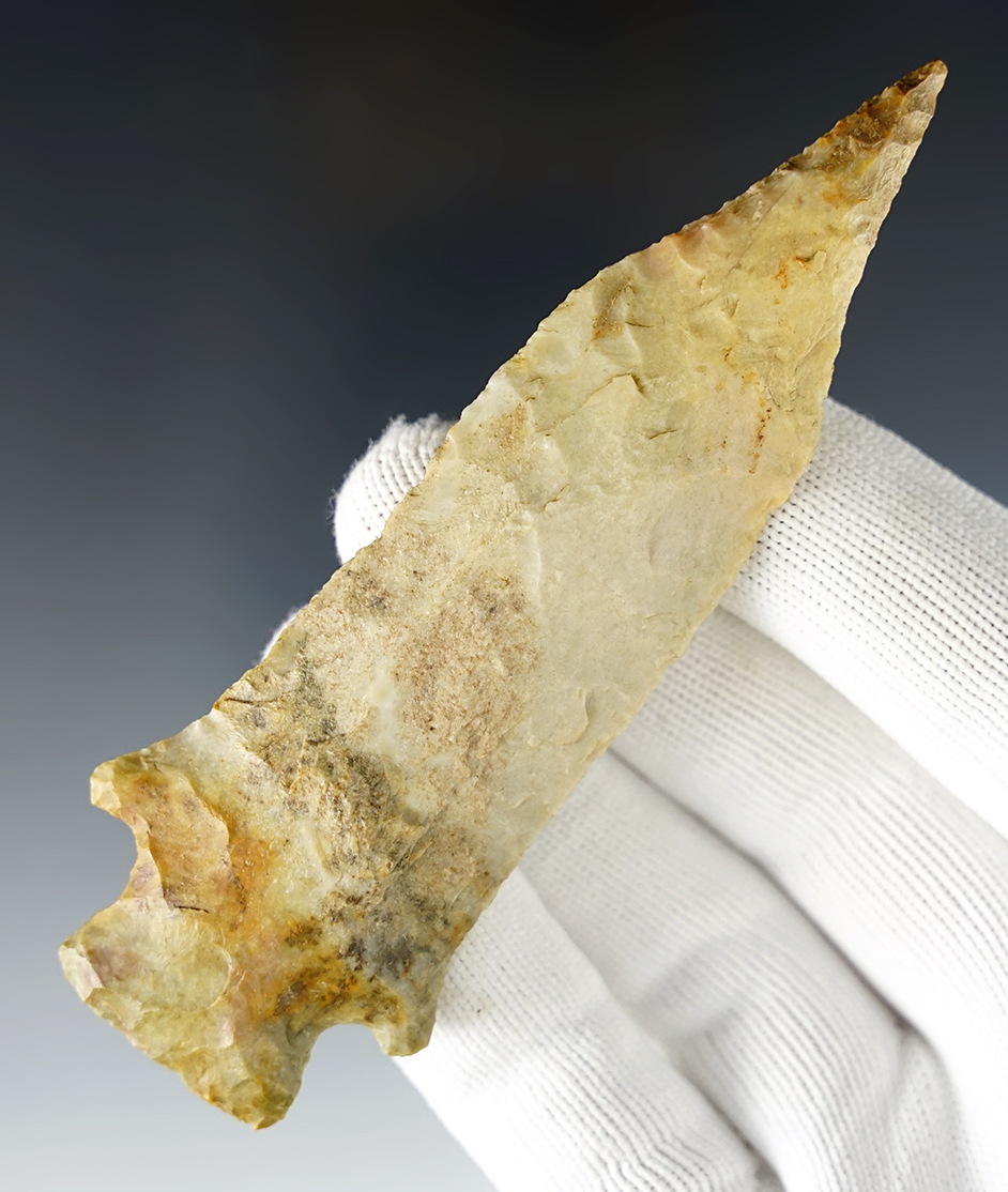 Exceptional 4 5/16" Etley with excellent form and a nice sharp tip. Found in Missouri/Illinois area.