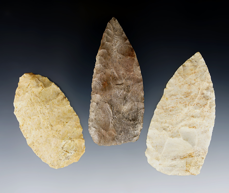 Set of 3 nice Blades found in Missouri. The largest is 3 1/4".