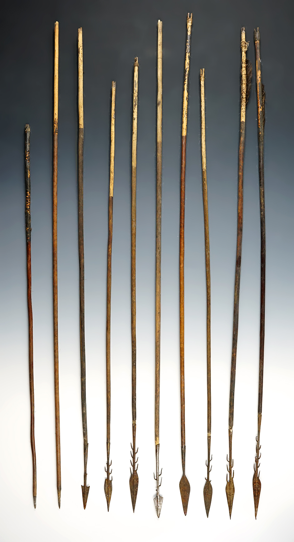 Set of 10 Vintage Fishing Arrows recovered in the Philippines.