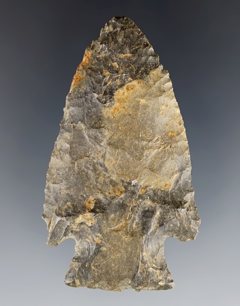 2 7/16" Stemmed Knife with basal grinding and great overall flaking. Found in Perry Co., Ohio.