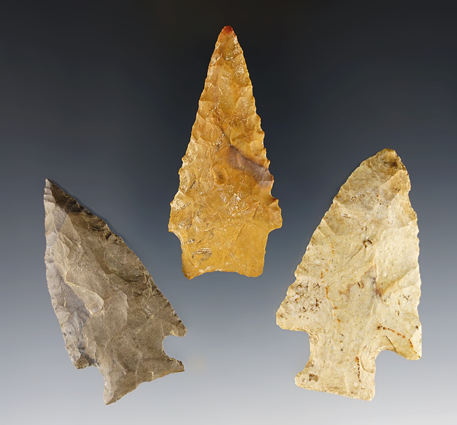 Set of 3 southern Kentucky points in nice condition. The largest is 2 9/16".
