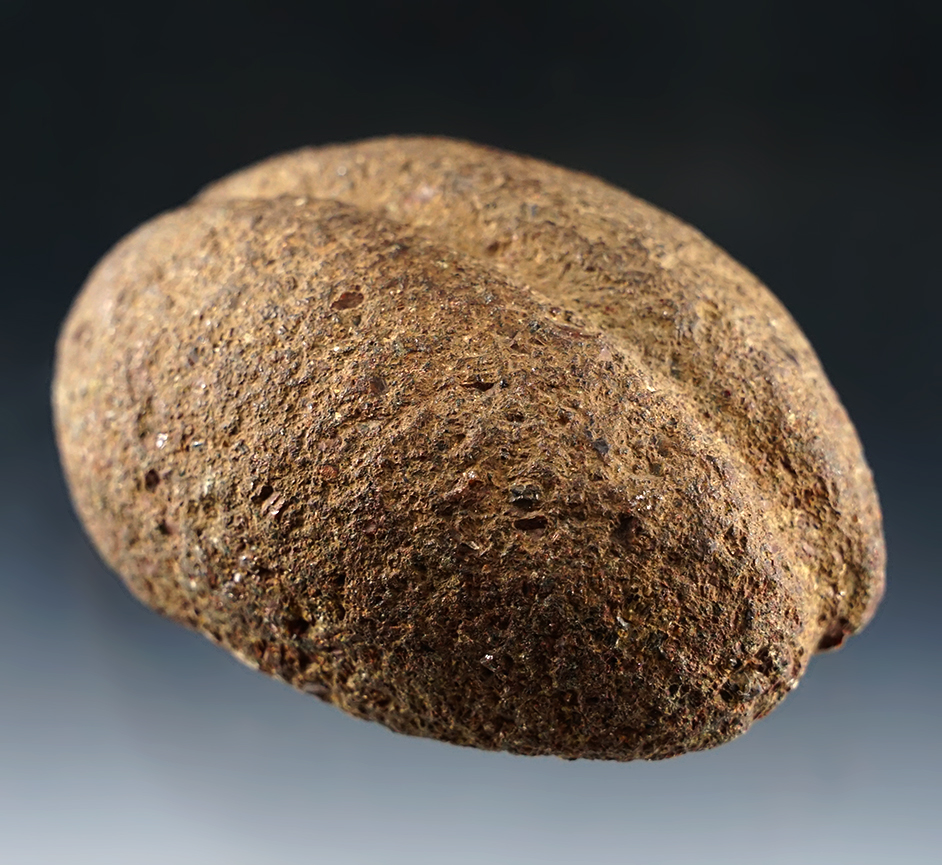 3 11/16" long Loafstone-style Grooved Weight that is well styled. Found in Marion Co., Ohio.
