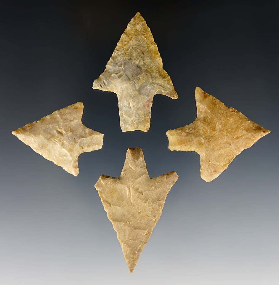 Set of 4 nicely made Texas Langtry points. The largest is 2".