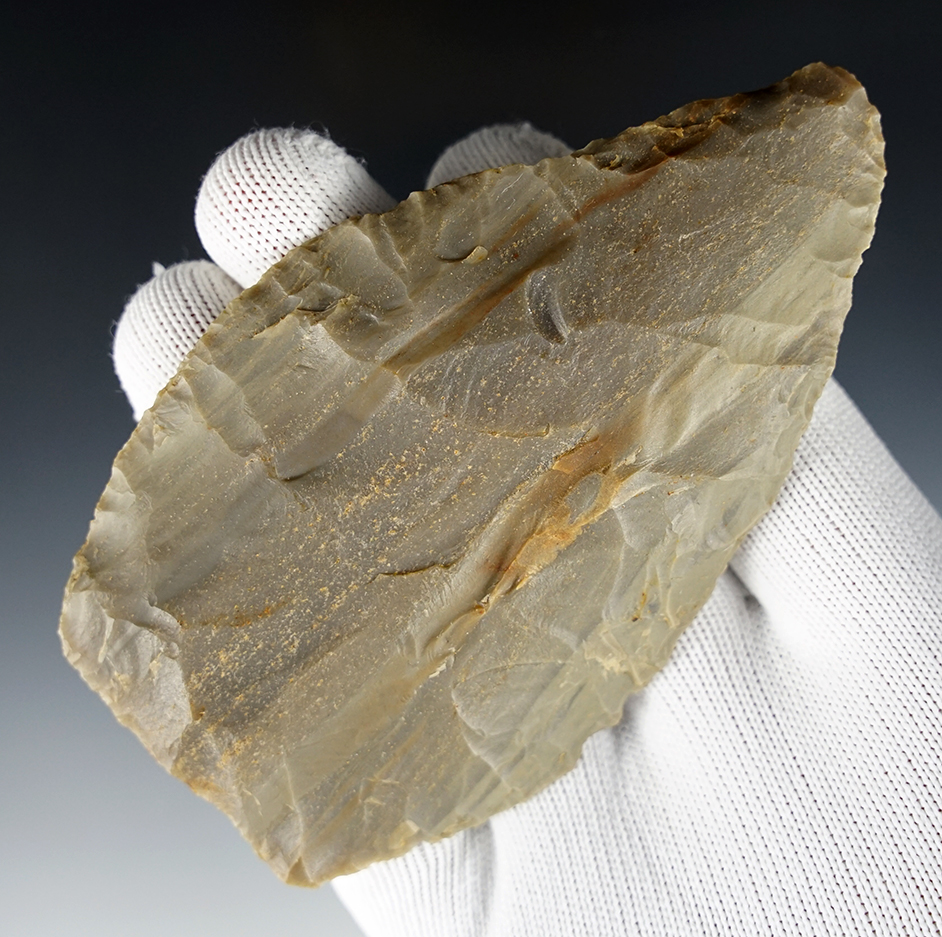 4 1/2" Blade made from Carter Cave Flint. Found by Charlie Long in Bath Co., Kentucky.