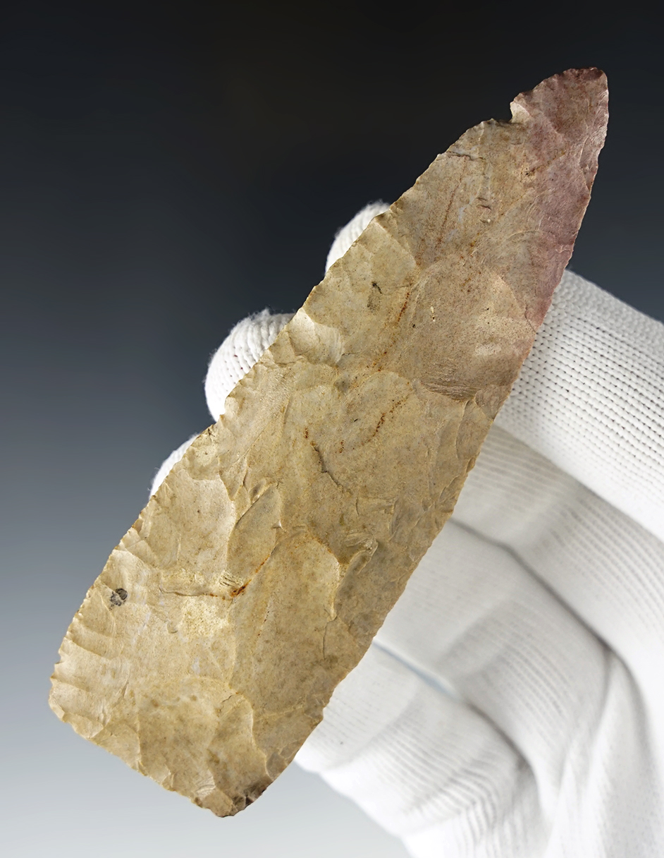 Thin 3 15/16" Triangular Blade with excellent flaking. Found in Kentucky.