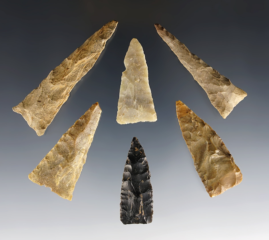 Set of 6 well made Kentucky Triangles. The largest is 2 7/16".
