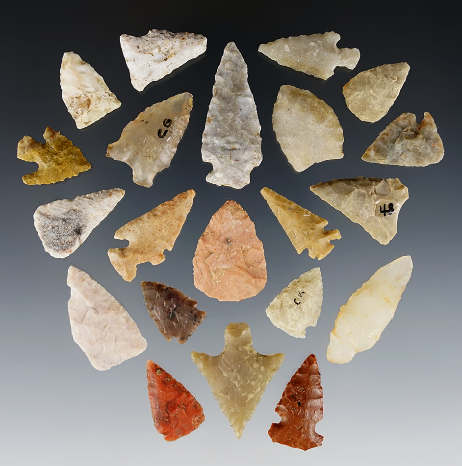 Set of 21 assorted High Plains points. The largest is 1 3/8".