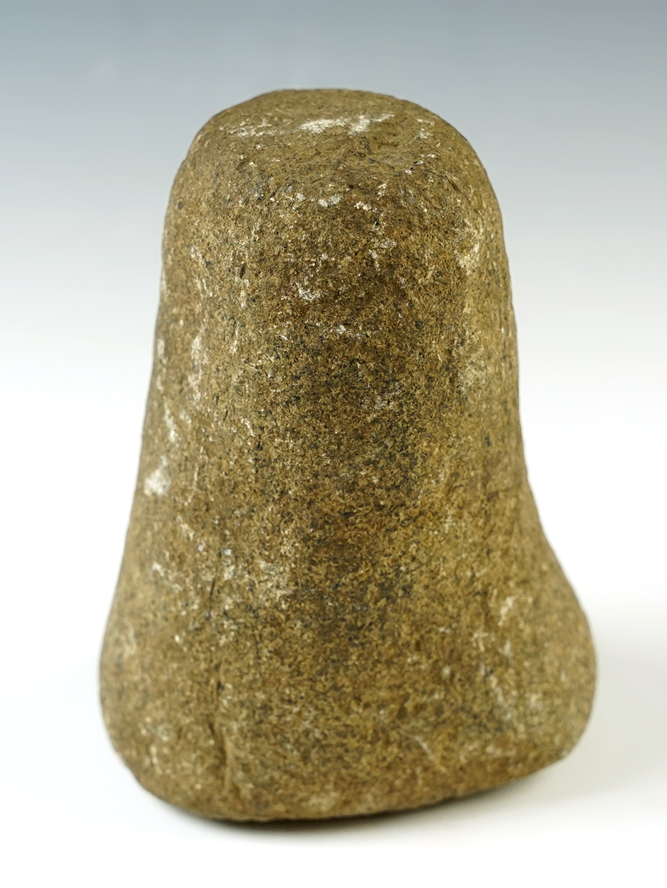 4 3/4" Bell Pestle with a slight divot on the base. Found in Martinsville, Morgan Co., Indiana.