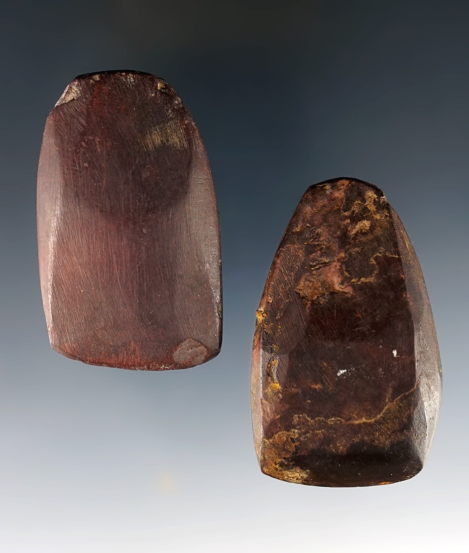 Pair of Hematite Celts found in Washington and Gallia Co., Ohio. Both are in nice condition.