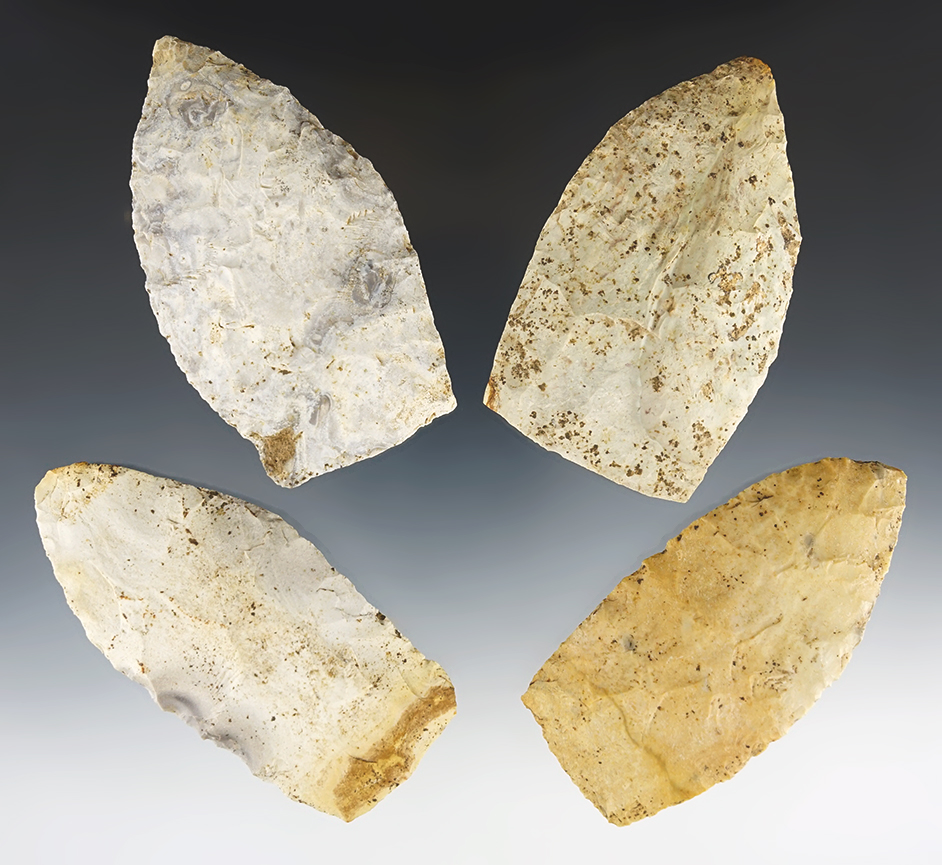 Cache of 4 Wadlow Blades in excellent condition. Found by Bill McClaren in Morgan Co., MO. COA.