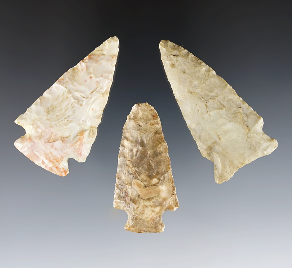 Set of 3 nice Minnesota points found by Greg Gullickson. All include COA's from Dickey.