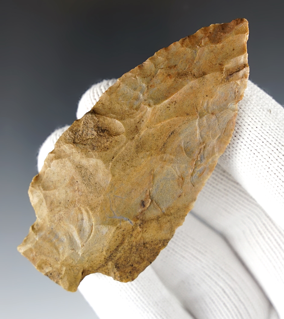 3 3/16" Mulberry Creek made from patinated Ft. Payne Chert. Found in Tennessee.