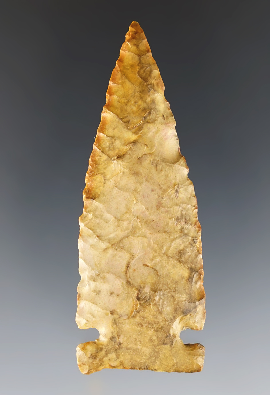 Fine 2 7/8" Cache River Sidenotch that is well patinated and colorful. Carroll Co., Missouri.