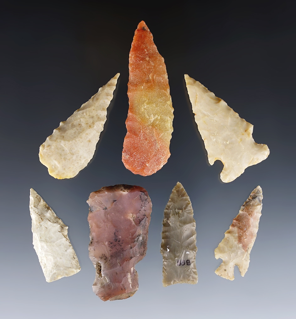 Set of 7 assorted points found in the Southwestern U.S. All are in good condition.