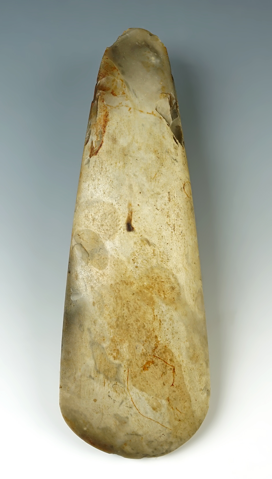 Large and finely made 8 1/4" Flint Celt found in the Midwestern U.S. Well polished.