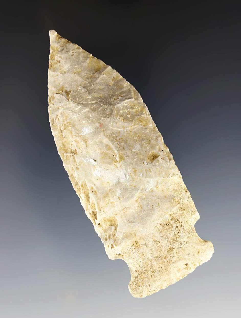 Fine 3 5/8" Etley found in Morgan Co., Missouri. Sharp needle tip with very nice form. Dickey COA.
