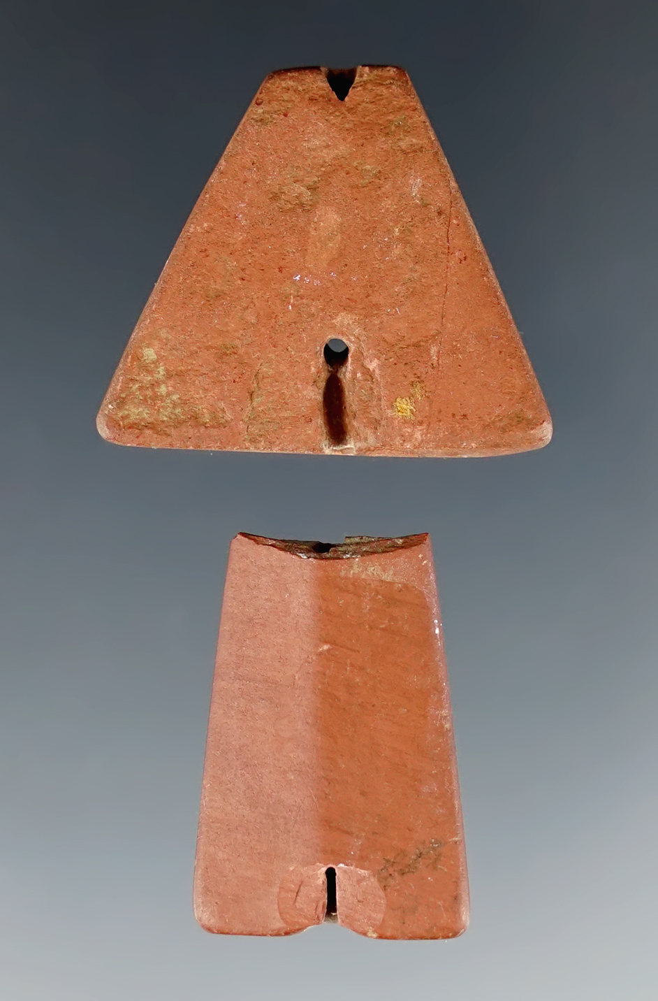 Pair of Trapezoidal Beads found at the Townley-Read Site in Geneva, New York.
