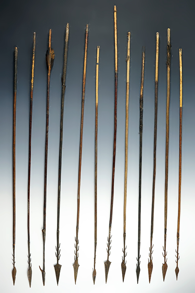 Set of 12 Vintage Fishing Arrows recovered in the Philippines.
