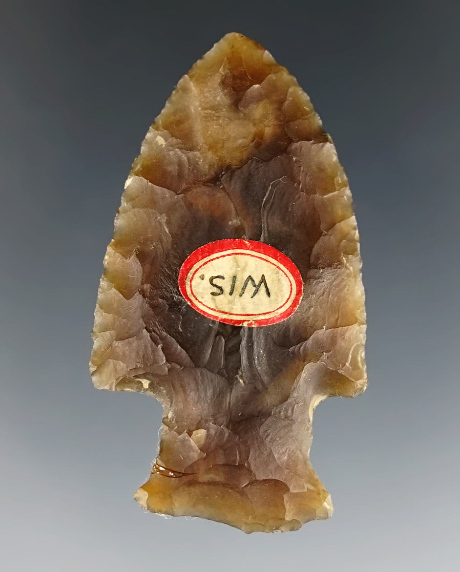Translucent 2" Hopewell found in Wisconsin. In nice condition. Ex. Dr. Zariphes.