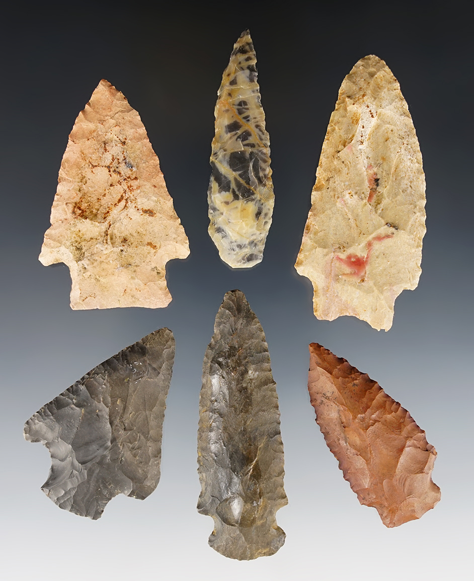 Set of 6 Alabama points in nice condition. The largest is 2 11/16".