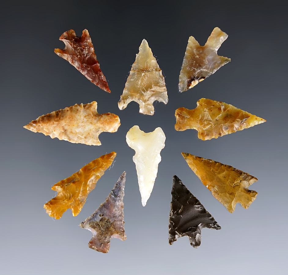 Set of 10 nice Gempoints found in the Washington/Oregon area. Ex. Gene Favell.