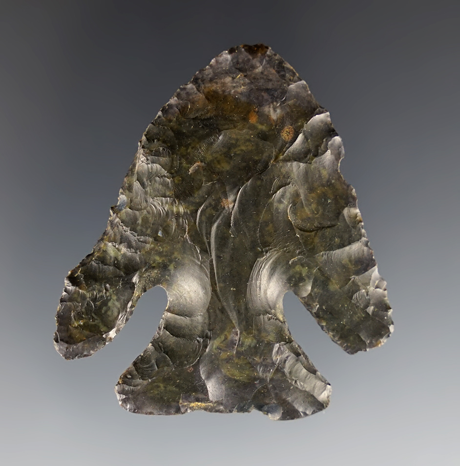 2 1/8" Ohio Lost Lake - Coshocton Flint. Excellent flaking and overall style. Davis COA, G-8..