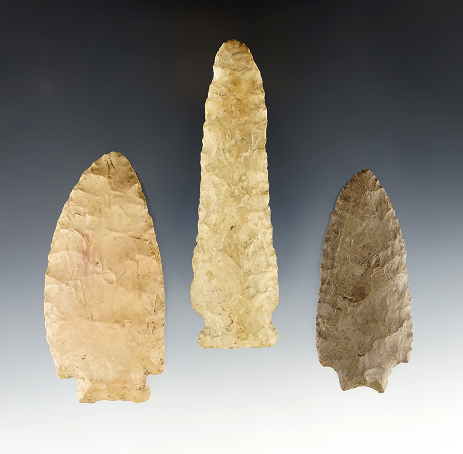 Set of 3 nice Knives found in Davidson Co., Tennessee. The largest is 4 1/8".