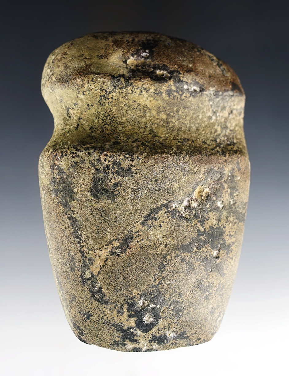 4 3/4" long 3/4 Grooved Axe made from exotic-colored Hardstone. Warren Co., Missouri.