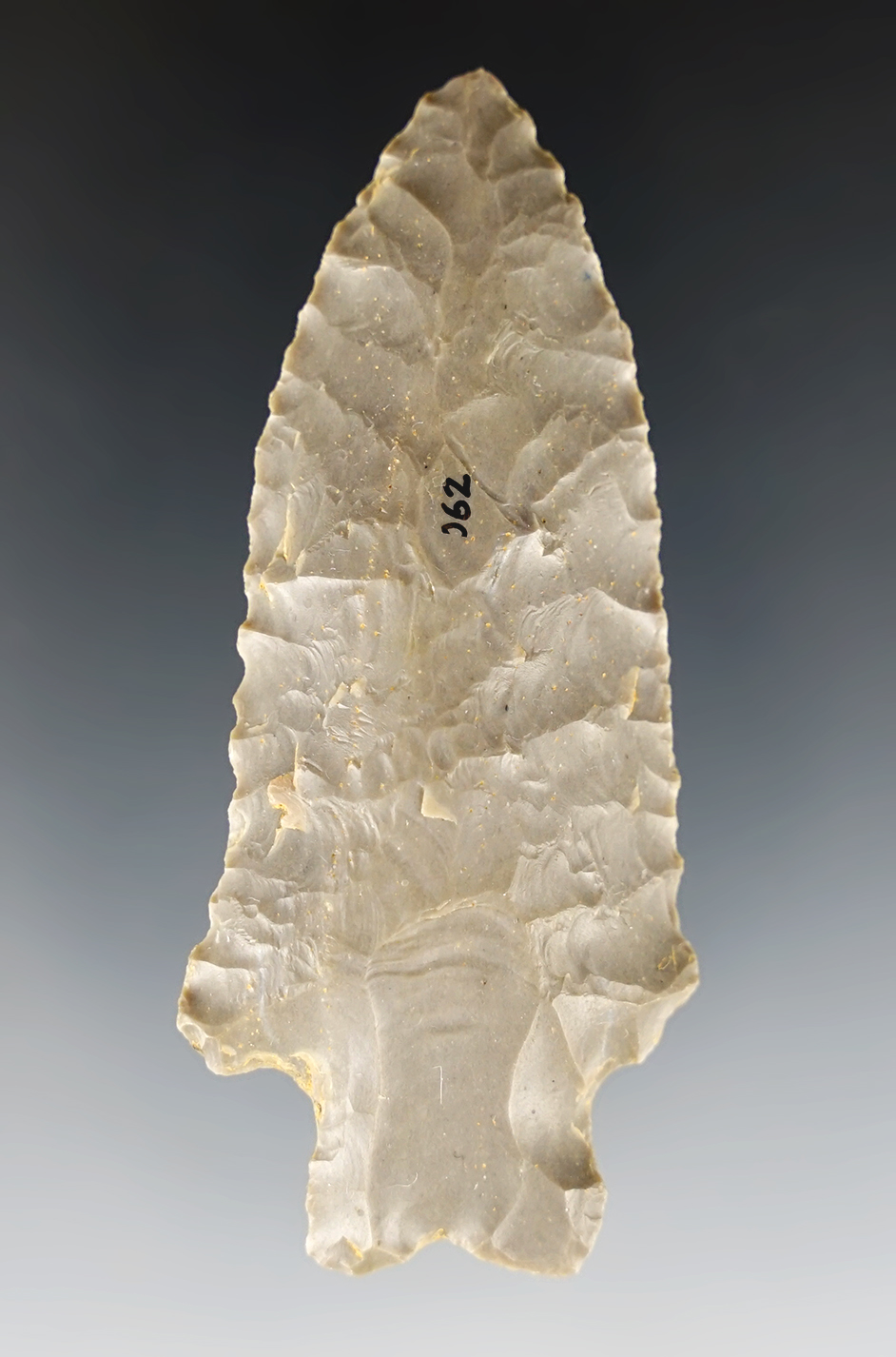 2 7/8" Heavy Duty made from patinated Hornstone. Found by Charlie Long in Fayette Co., Kentucky.