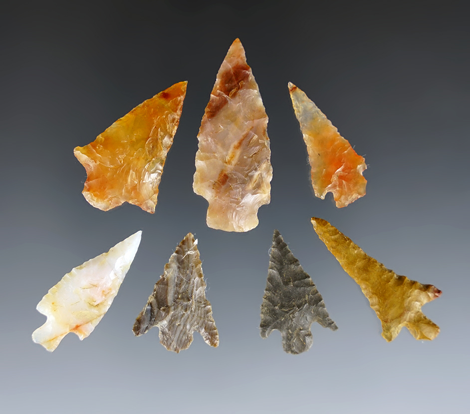 Set of 7 assorted Gempoints found in the Washington/Oregon area. Ex. Gene Favell.