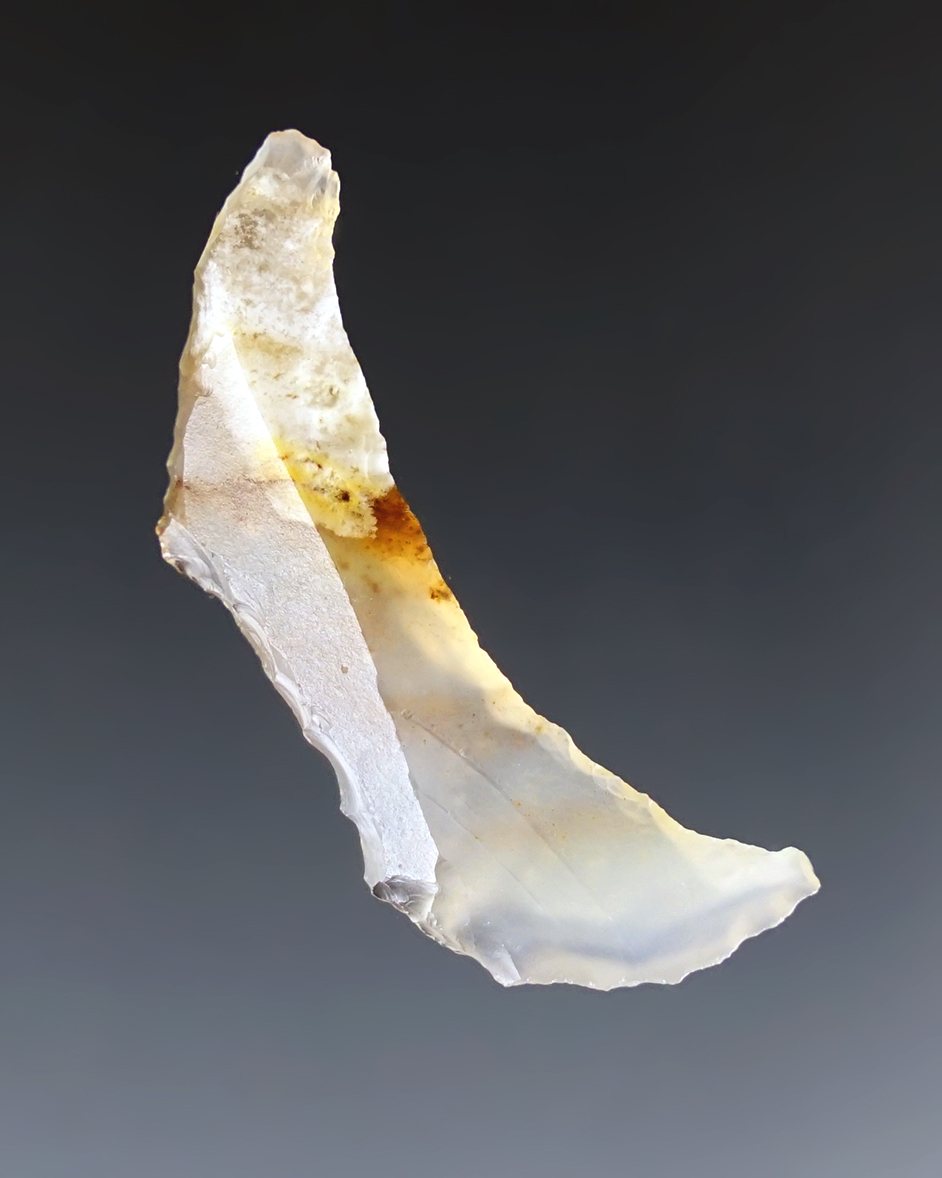 1 9/16"  highly translucent Crescent found by S. Lewis in the Warner Valley area, Lake Co., OR