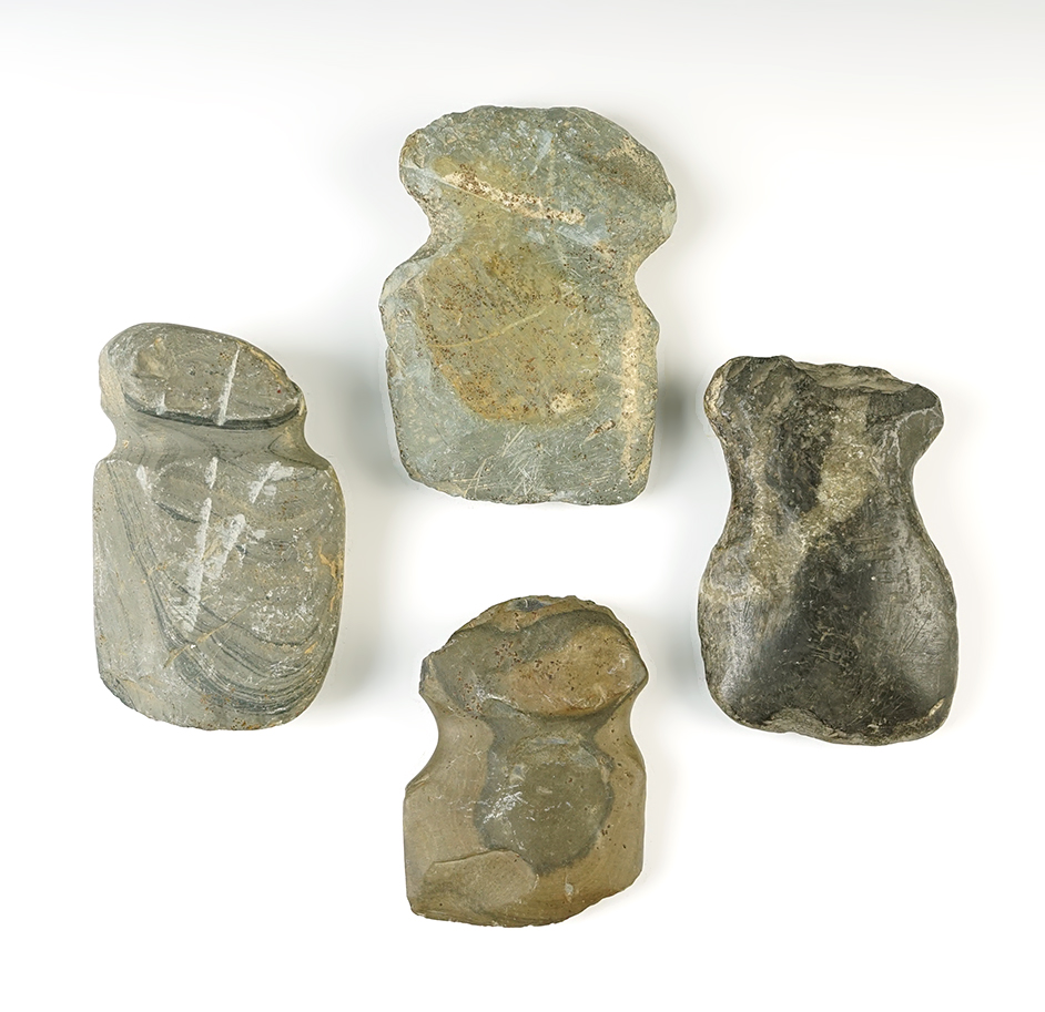 Set of 4 Grooved Axes, most are made from Slate. Found in Darke, Franklin and Shelby Co., Ohio.