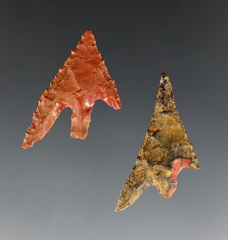 Pair of Rogue River points found in Washington. Both are well made. The largest is 15/16".