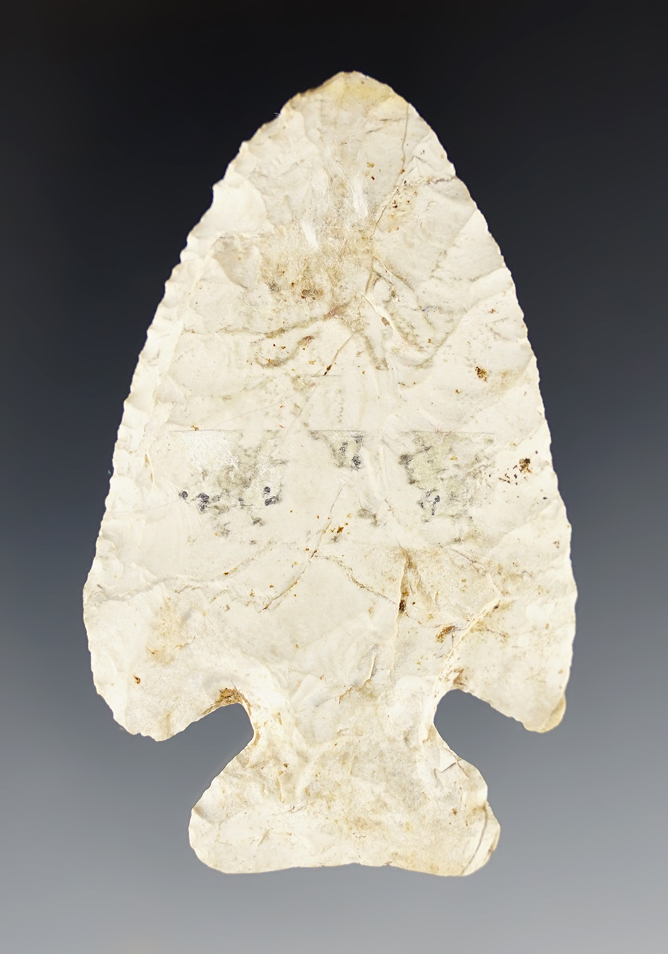 2 3/4" Archaic Thebes found in Highland Co., Ohio. Minor modern retouch at the tip. Dickey COA.