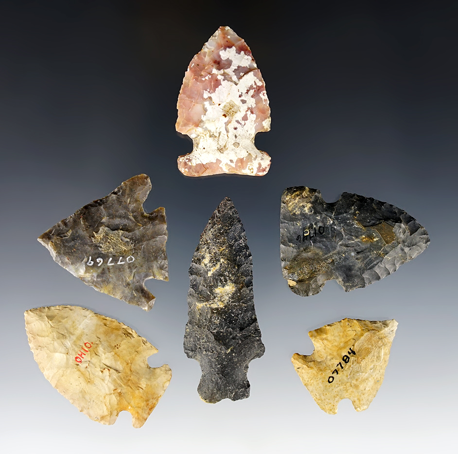 Set of 6 nice Ohio points in excellent condition. The largest is 2 1/4".
