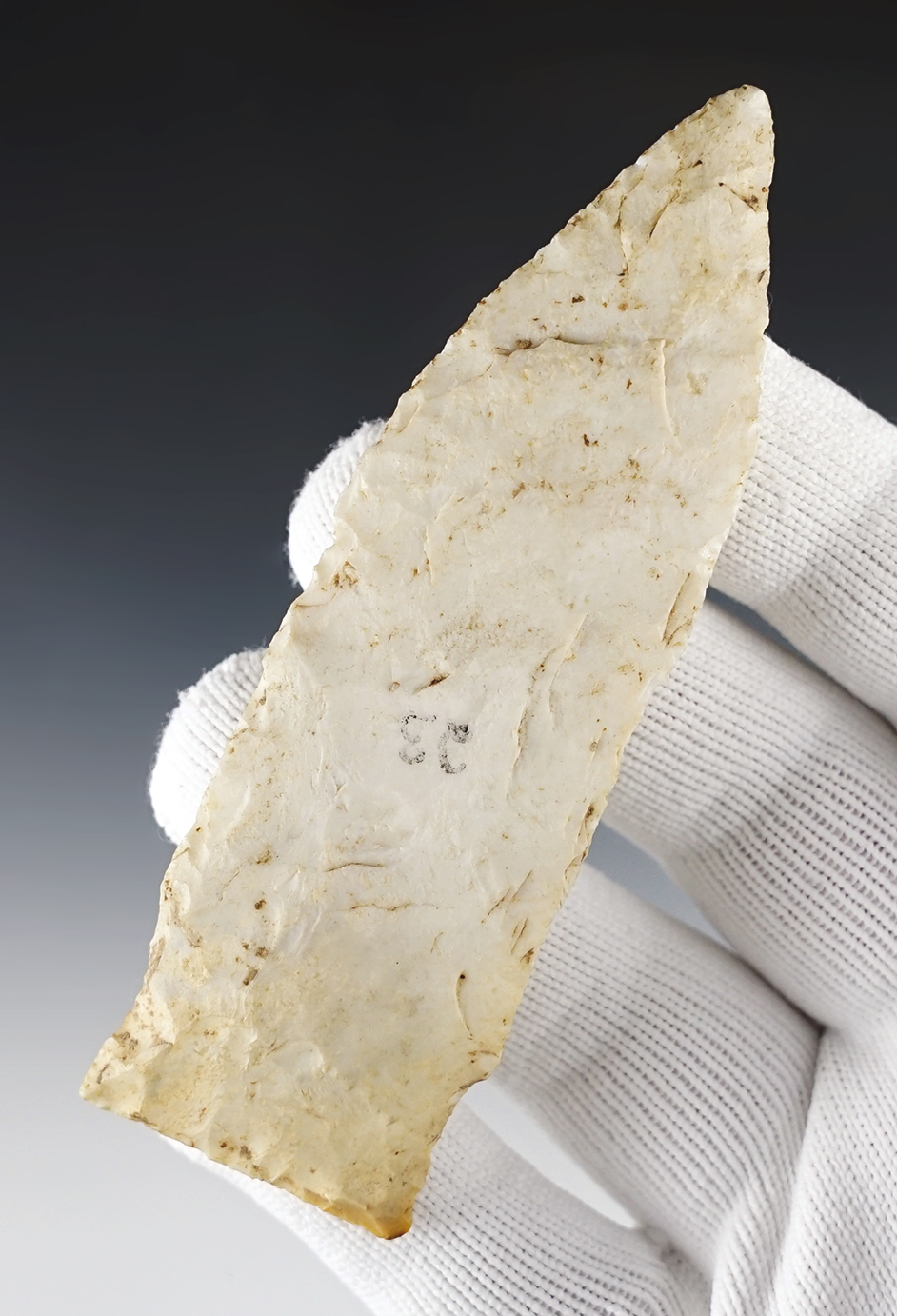 4 3/16" Etley found in Callaway Co., Missouri. Ex. Terry Allen. Comes with a Dickey COA.