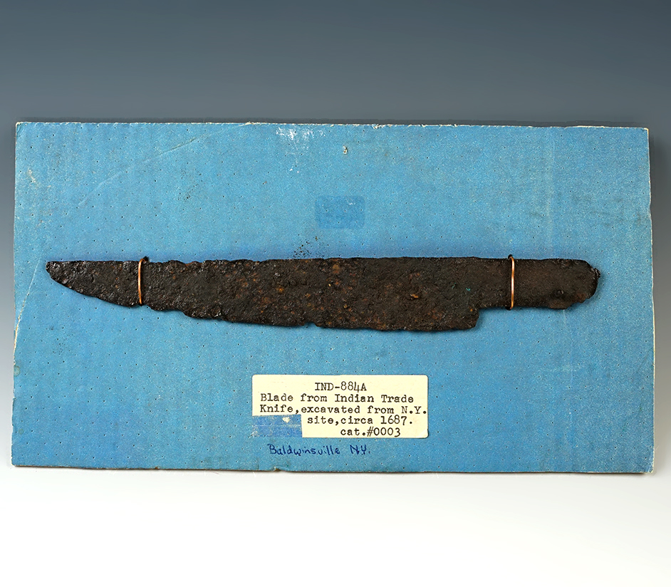8 3/8" Metal Knife Blade from a Trade Knife. Recovered at a site in Baldwinsville, New York.
