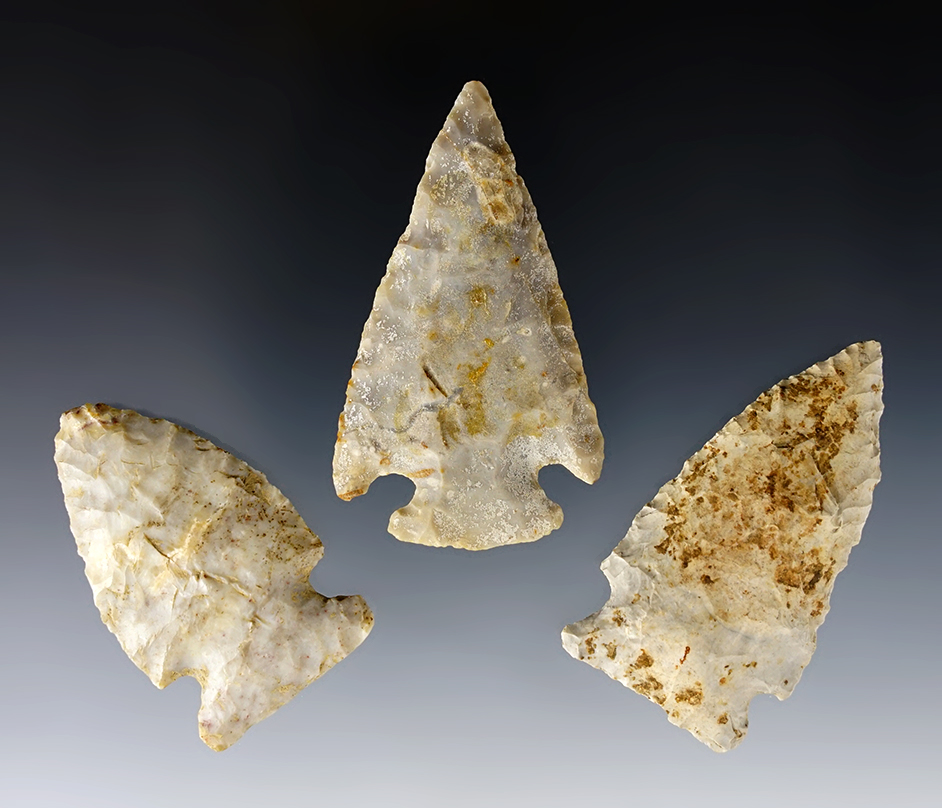 Set of 3 well made Ohio points. The largest is 2 7/16".