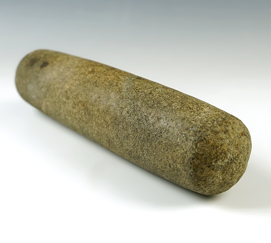 Fine 9 1/2" Roller Pestle that is well made from Hardstone. Found in Kentucky.