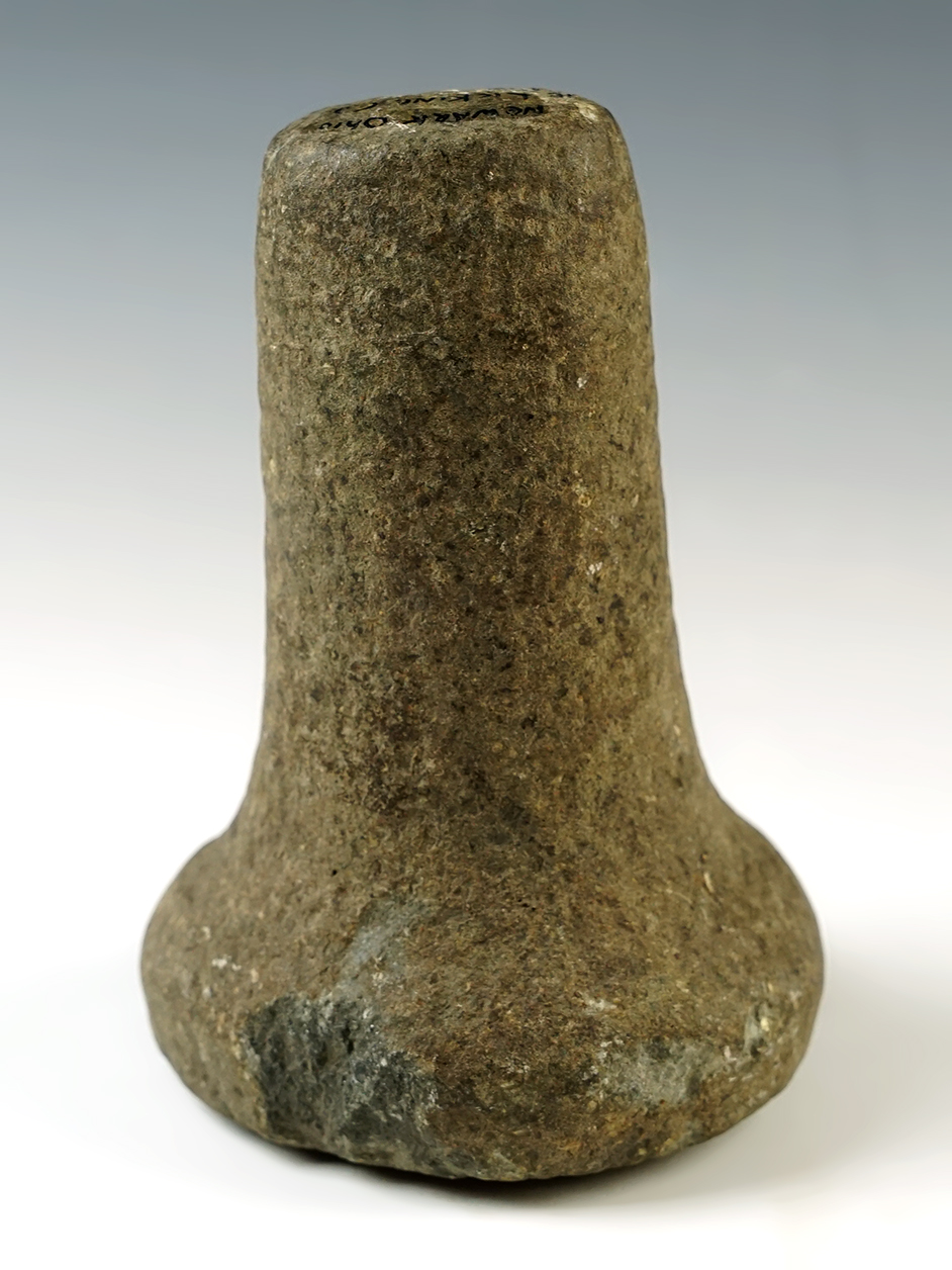 Well made 5 1/4" Hardstone Bell Pestle found in Newark, Licking Co., Ohio. Ex. Paul Hothem.