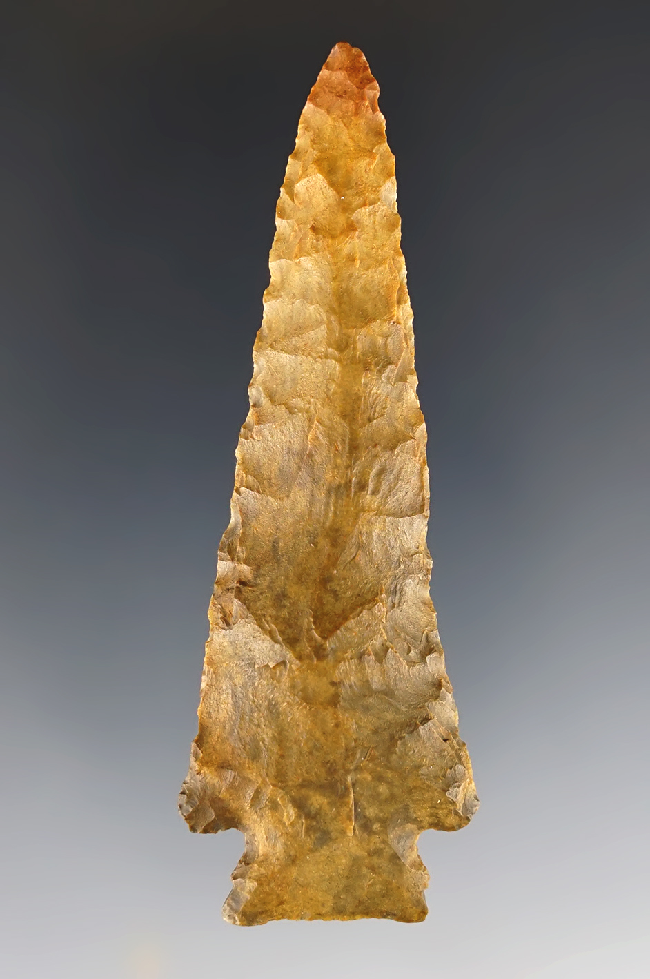 3 3/16" Cornernotch found in Hardin Co., Tennessee. Comes with a Dickey COA.