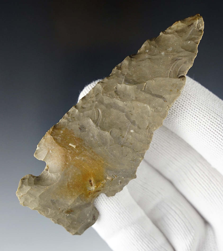 3 13/16" Archaic Thebes- Coshocton Co., Ohio. Ex. S. Copeland, Clark. Comes with a Dickey COA.