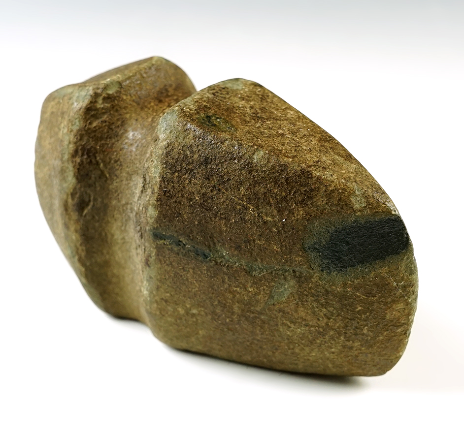 Heavily patinated 5 5/16" long 3/4 Grooved Axe. Found in the Missouri/Illinois area.