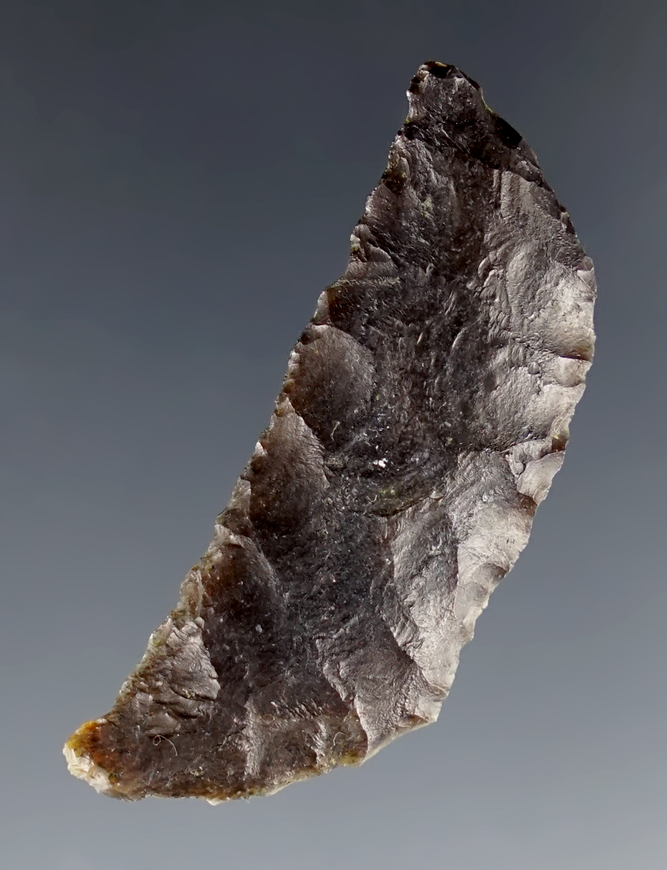 Nice 1 5/8" Crescent made from patinated Obsidian. Found in Lake Co., Oregon.