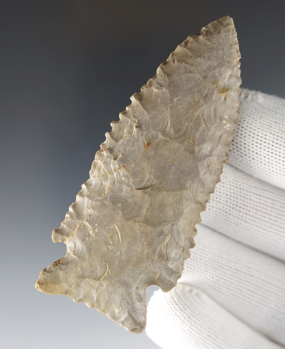 Excellent serrations on this 3 1/8" Stilwell found in Franklin Co., Kentucky.