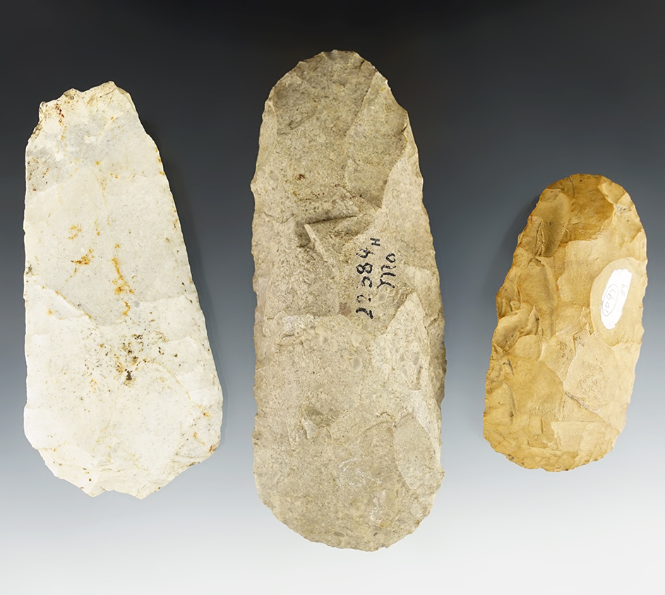 Set of three Flint Celts from Arkansas and Missouri.